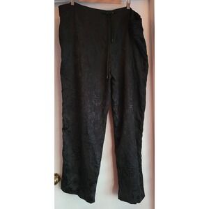 Kathmandu Imports Women's Black Silk Wide Leg Boho Lounge Pants